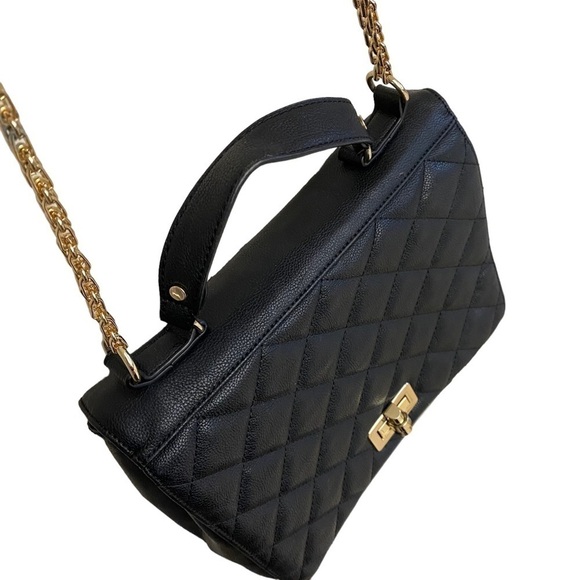 Forever 21 Black Faux Leather Quilted Shoulder Bag - Picture 4 of 8